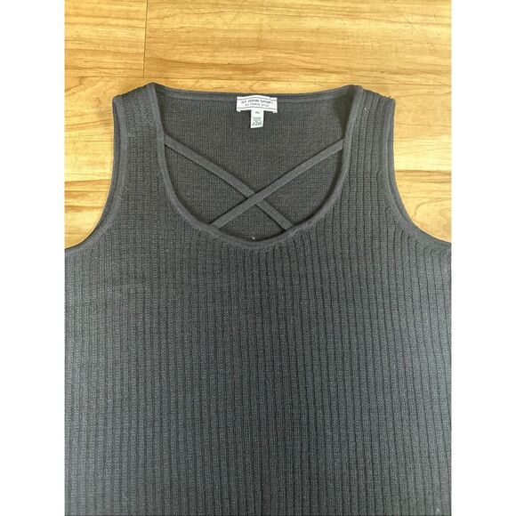 St. John Sport Ribbed Sleeveless Black Top - Picture 2 of 4